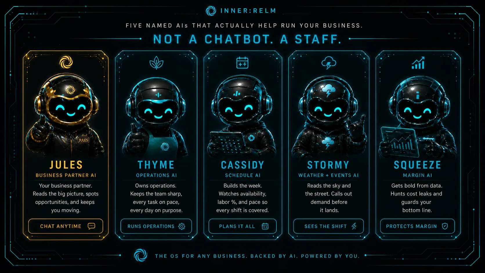 Meet the Team — Jules, Thyme, Cassidy, Stormy, Squeeze